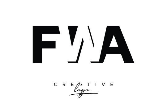 FWA Creative Minimalistic Negative Space Latter Logo with Modern Monogram for Branding and Business Letter mark Logo with Initial Letters Logo Design for Branding.	