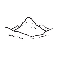 Black and White Mountain Illustration Image in Minimalist Line Art Style, Clean and Elegant Design
