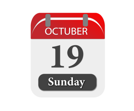 A calendar showing october the nineteenth which falls on a sunday in the presented illustration