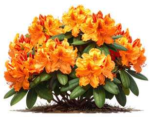 Vibrant orange-yellow azaleas in a lush cluster