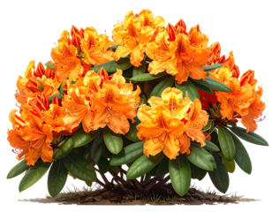 Vibrant orange-yellow azaleas in a lush cluster