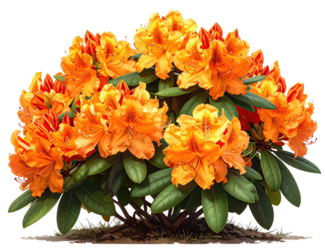 Vibrant orange-yellow azaleas in a lush cluster