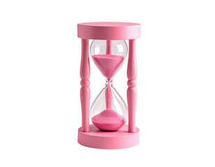 Pink hourglass, wooden base, clear glass, pink sand
