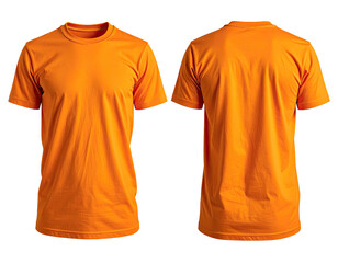 Front and back view of a bright orange t-shirt (1)