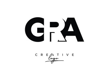 GRA Creative Minimalistic Negative Space Latter Logo with Modern Monogram for Branding and Business Letter mark Logo with Initial Letters Logo Design for Branding.	