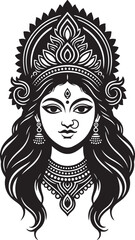 Durga Maa Hindu Goddess Illustration Traditional Indian vector