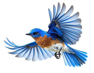 Bluebird in flight, vibrant plumage