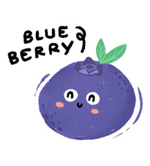 Crayon style drawing of a cute blue berry.