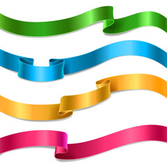Obraz premium Set of flowing satin or silk ribbons in different colors.