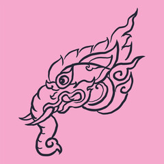 head of fantasy animal vector for illustration card decoration