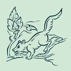 animal in Thai art vector for card decoration illustration