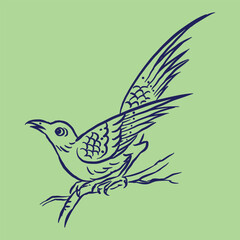 bird on a branch vector for illustration card decoration