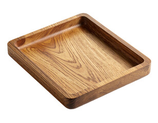 Square wooden tray with a recessed interior.  The tray is crafted from light brown hardwood with visible wood grain
