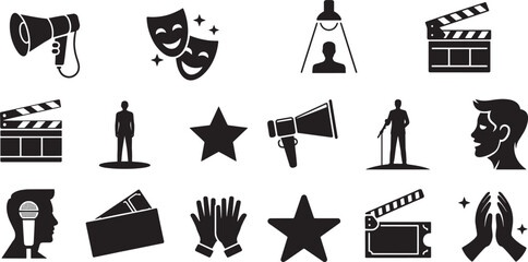 Collection of entertainment and performance icons theater film