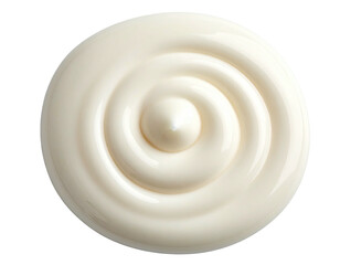Creamy, smooth, circular spread with radiating swirls