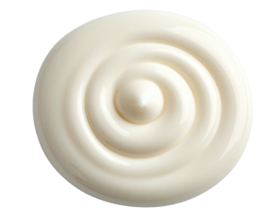 Creamy, smooth, circular spread with radiating swirls