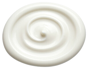 Creamy, swirled substance in a circular, top-down view