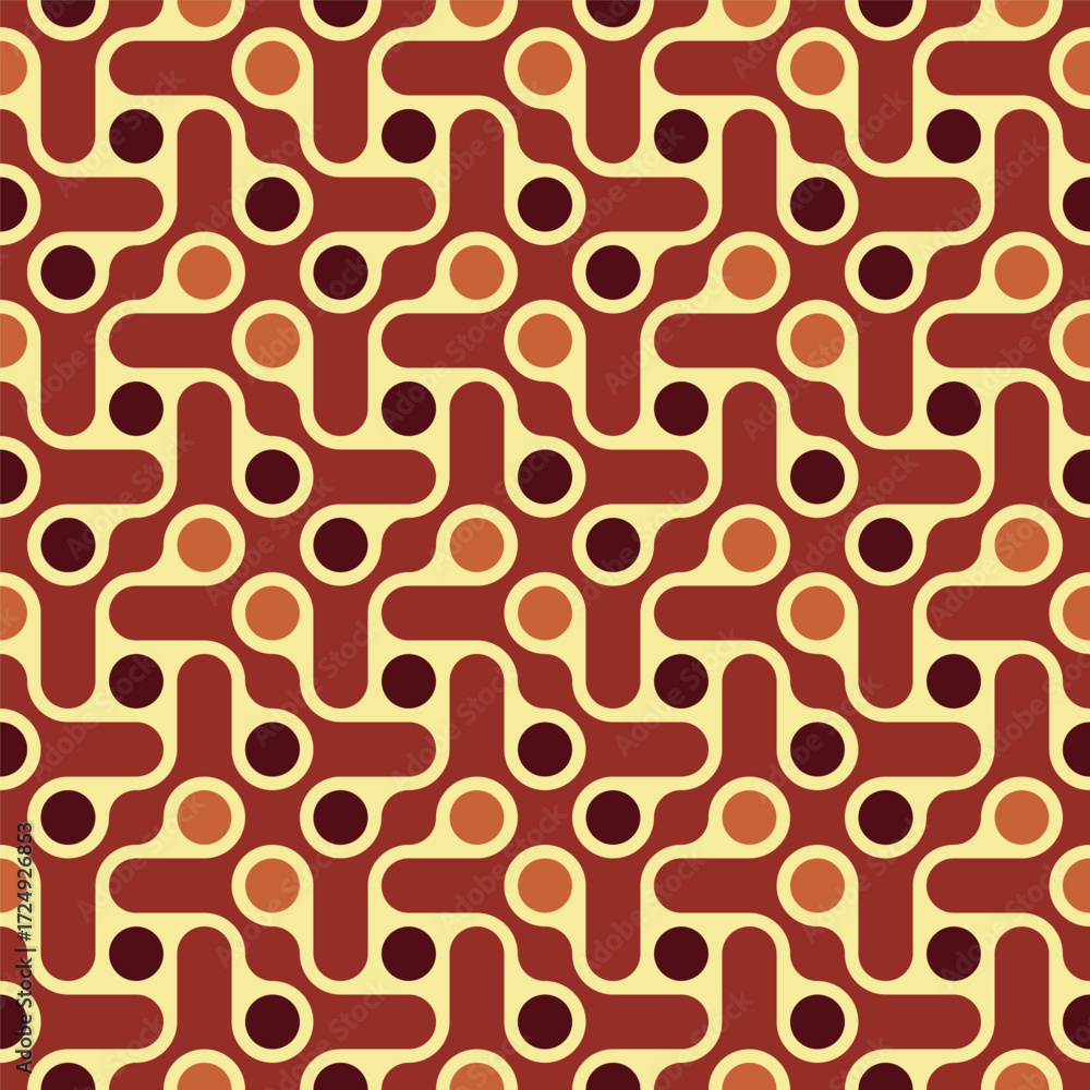 Poster retro geometric seamless pattern with circles and rounded lines illustration
