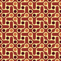 Retro Geometric Seamless Pattern with Circles and Rounded Lines Illustration