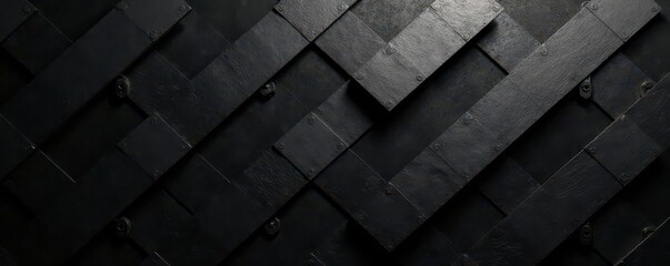 Geometric metal panels, sharp lines, stark monochrome , cold, shiny, modern