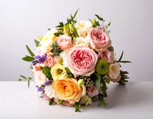 Pastel floral bouquet on white