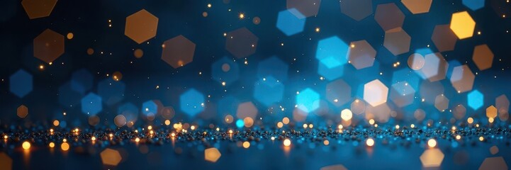 Golden glitter backdrop, blue bokeh lights Festive, celebratory atmosphere , graphics, new year, luxury