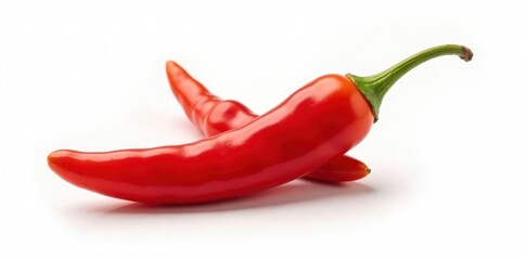 Spicy cayenne peppers, one sliced, isolated on white , food photography, photography, capsicum