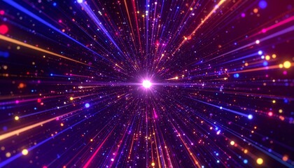 Fototapeta premium Warp Speed Through a Galactic Star field 銀河の星屑と高速移動するようなイラスト