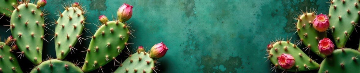 Textured background, prickly pear cactus, numerous long spines, plant, graphic