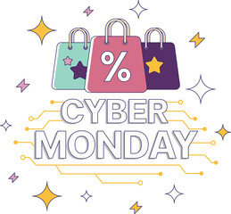 Cyber Monday Sale. Transparent background.