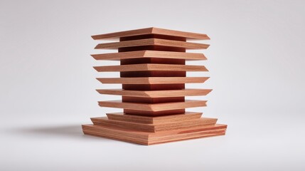 Abstract Wood Block Structure: An intricate wooden sculpture, the embodiment of design. It showcases the beauty of the design's construction