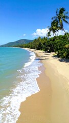 Tropical beach scene with calm water