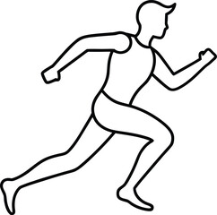 continuous line art running athlete illustration on transparent