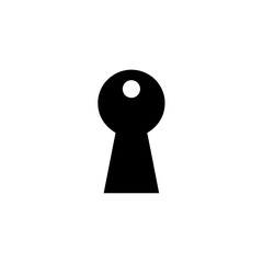 A simple black silhouette of a classic keyhole isolated on a white background.