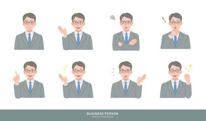 中年社員のイラストセット