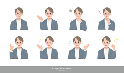 フリーランス男性のイラストセット