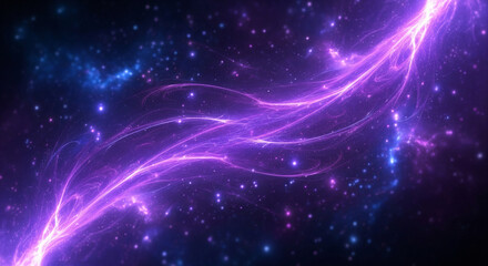 Fototapeta premium Abstract glowing purple energy stream flowing through deep space