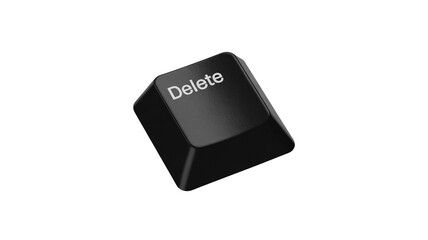 Black delete key button, essential computer function for erasing