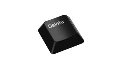 Black delete key button, essential computer function for erasing