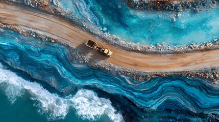 A bird's eye perspective of a lithium mining exploration