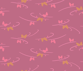 Japanese Butterfly Curl Line Vector Seamless Pattern