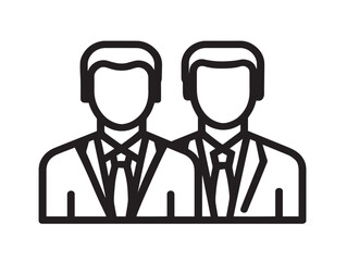 Business Partners Icon with Stylish Elegant Minimal Line Artwork