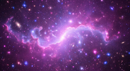 Fototapeta premium A cosmic river of glowing gas and stars in a colorful purple galaxy