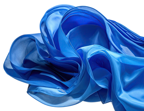Dynamic swirls of vibrant blue fabric