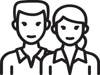 Abstract Business People Icon in Stylish Contemporary Vector Line Art