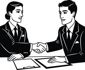 Business partners shaking hands in agreement after successful negotiation on transparent background