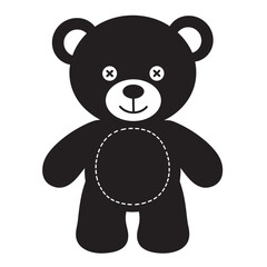 black and white silhouette of a Teddy bear vector on a white background