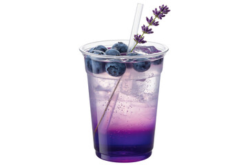 Refreshing blueberry lavender drink with ice and fresh berries