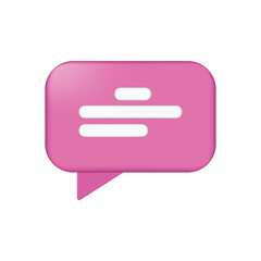 chat,message,notification 3d realistic icon illustration of a pink horizontal speech bubble for chat or notification message