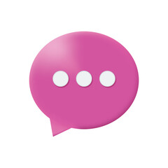 chat,message,social 3d realistic icon illustration of a pink speech bubble for online chat message or social media communication